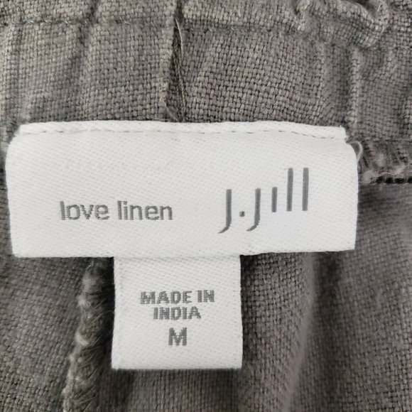 J Jill Womens Love Linen Pull On Pants Size M Gray High Rise Straight Leg Pocket - Picture 3 of 10